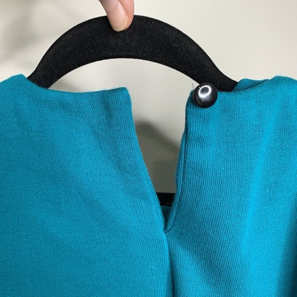 Stuart Alan Petites Sweater Dress Womans 12 Teal Black Stripe No Sleeve w/Jacket - Picture 16 of 16